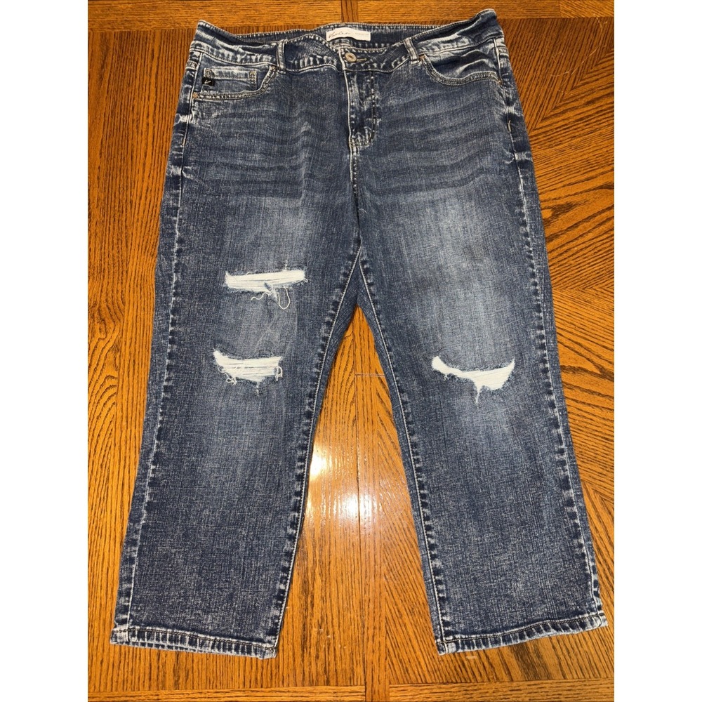Distressed Women's Straight-Leg Jeans - Blue